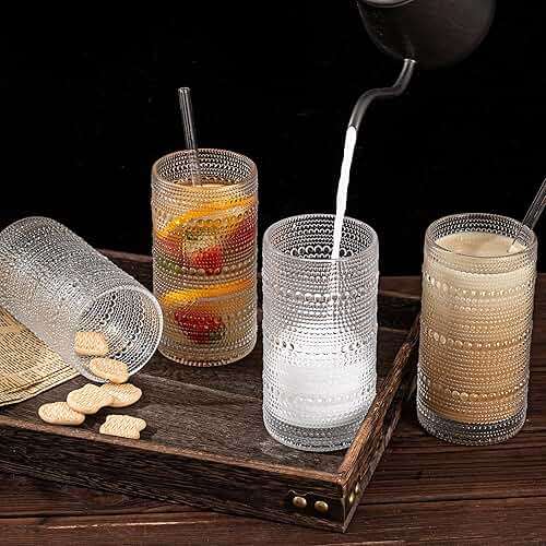 Dingerjar Upgraded Large Capacity 16 oz/480 ml Hobnail Glasses Drinking Set of 12 - Heavy Vintage Glassware - Image 2