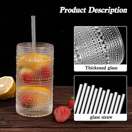 Dingerjar Upgraded Large Capacity 16 oz/480 ml Hobnail Glasses Drinking Set of 12 - Heavy Vintage Glassware - Image 5