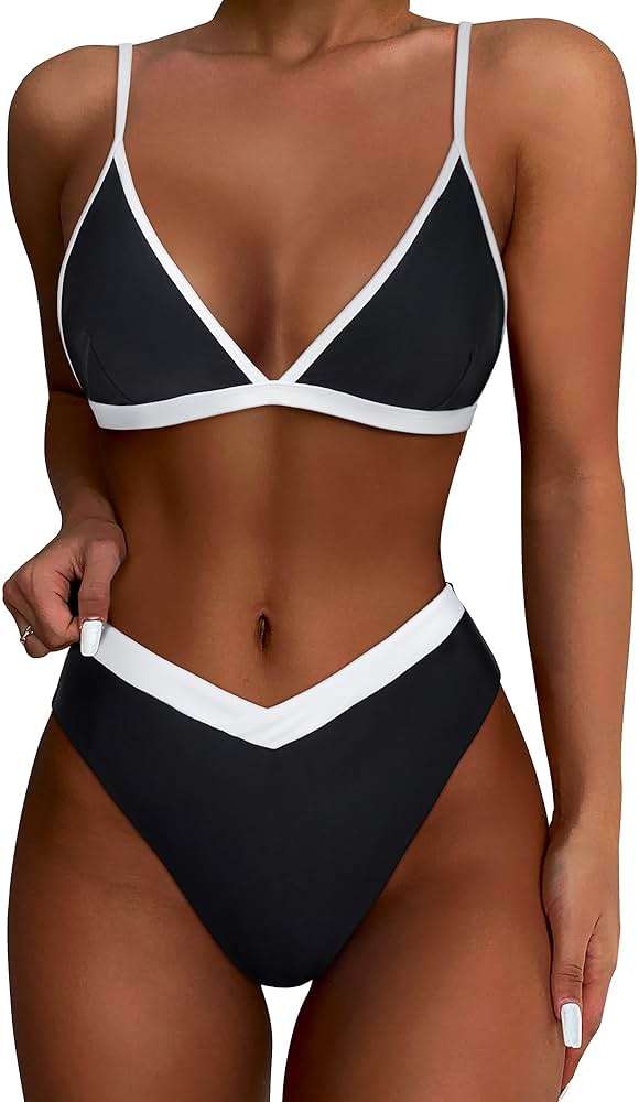 SUUKSESS Women Triangle High Cut Bikini Sets Sexy High Waisted 2 Piece Swimsuit - Image 1