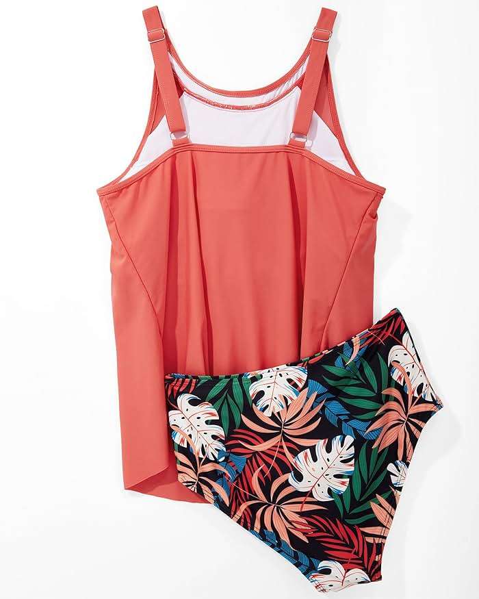 SUUKSESS Women Tummy Control Tankini Bathing Suit Ruffle High Waisted Swimsuit - Image 3