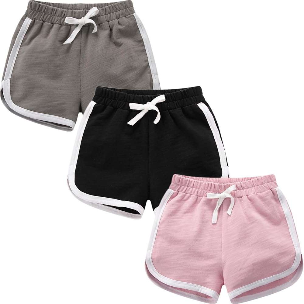 3 Pack Little Big Girls Running Athletic Cotton Shorts Toddler Kids Workout Dance Dolphin Short - Image 1