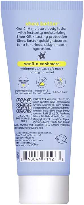 eos 24H Moisture Travel Body Lotion- Vanilla Cashmere, Travel Size Essential, Toiletries, Mini Body Lotion For Dry Skin, 2.5 fl oz - Image 6