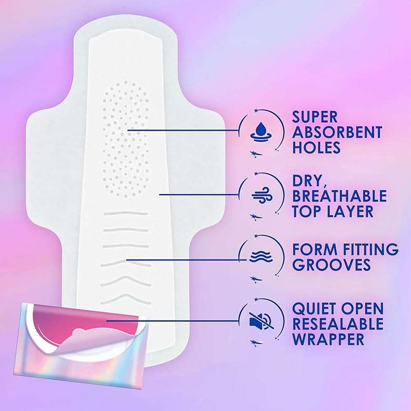 Always Pocket Feminine Pads with FlexFoam, Size 1, Regular, with Wings, Unscented, 66 Count (3 Packs of 22) - Image 2