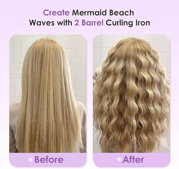 NOVUS Curling Iron Hair Crimper Waver - 1.4 Inch Anti-Scald Waves Curling Wand, Ionic Deep Waver Hair Curler Tool with Ceramic 2 Barrel for All Hair Types, Auto Shutdown Protection - Image 3