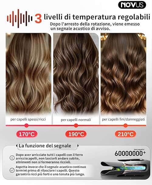NOVUS Curling Iron Hair Crimper Waver - 1.25 Inch Wave Curling Iron with Anti-Scald Hair Crimper, Ionic Deep Waver Hair Curler Tool with Ceramic 2 Barrel for Women, 30 Min Auto Shut Off - Image 2