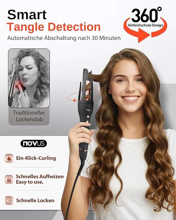 NOVUS Curling Iron Hair Crimper Waver - 1.25 Inch Wave Curling Iron with Anti-Scald Hair Crimper, Ionic Deep Waver Hair Curler Tool with Ceramic 2 Barrel for Women, 30 Min Auto Shut Off - Image 5