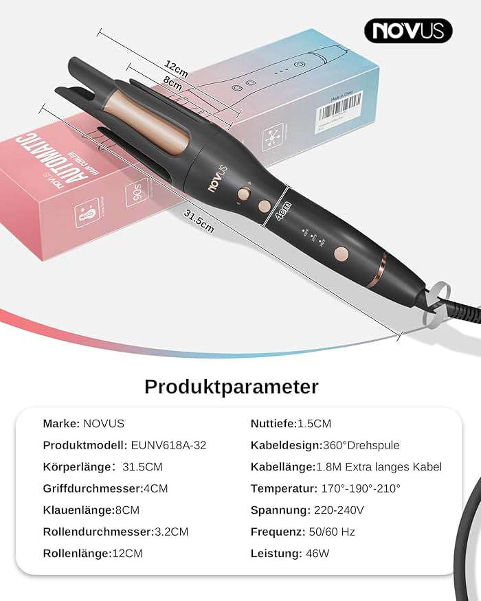 NOVUS Curling Iron Hair Crimper Waver - 1.25 Inch Wave Curling Iron with Anti-Scald Hair Crimper, Ionic Deep Waver Hair Curler Tool with Ceramic 2 Barrel for Women, 30 Min Auto Shut Off - Image 8