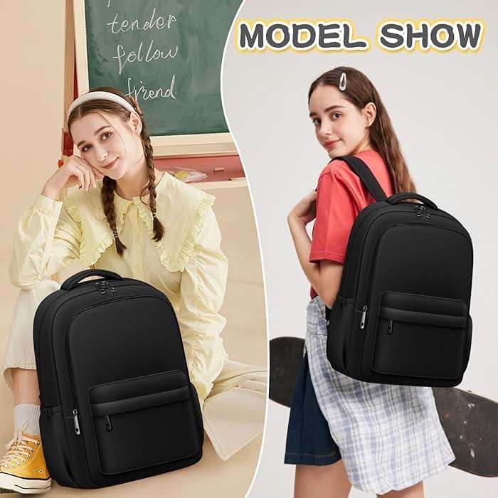 ADAISM Aesthetic Cute Backpack for School Kids Bookbags Student Black Backpacks for Teen Girls Preppy Casual Middle School Bag - Image 7