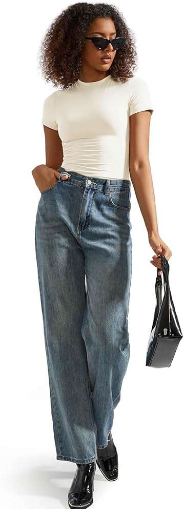 SUUKSESS Women Double Lined Fitted Basic Tee Crew Neck Short Sleeve Y2K Crop Top - Image 8