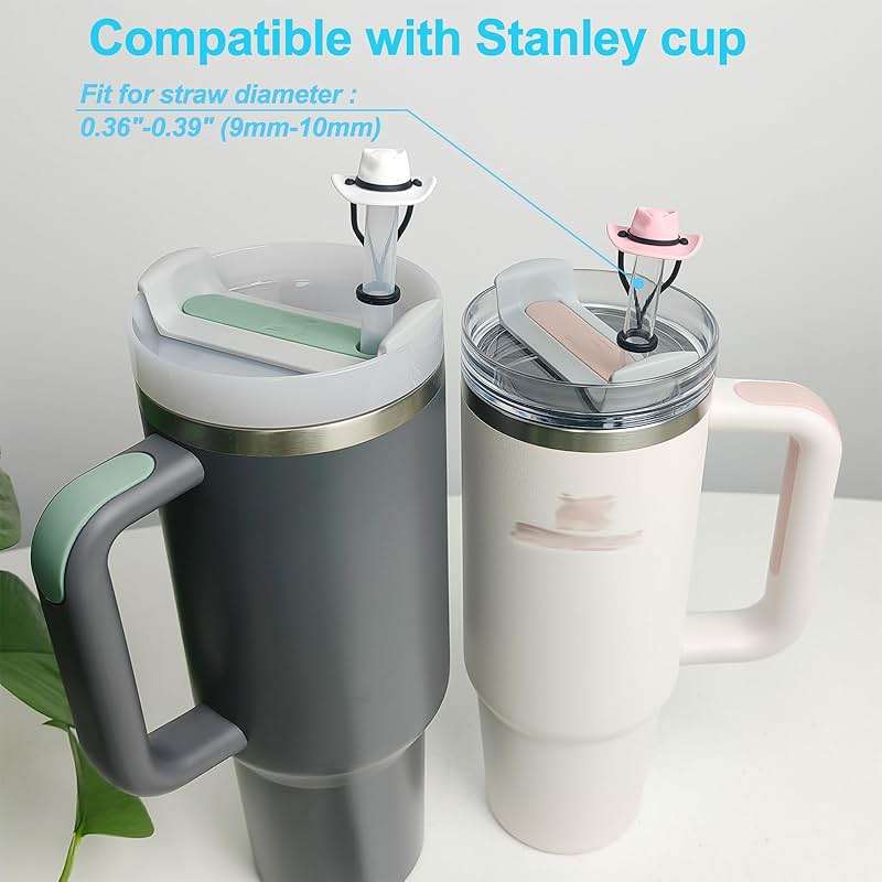 HOMDSG 4 Pack Silicone Cowboy Hat Straw Covers Cap Compatible with Stanley Cup 30 40 oz, Cute Funny Tumbler Straw Topper Accessories for Man & Woman Gift for Christmas - Image 3