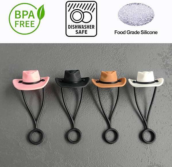 HOMDSG 4 Pack Silicone Cowboy Hat Straw Covers Cap Compatible with Stanley Cup 30 40 oz, Cute Funny Tumbler Straw Topper Accessories for Man & Woman Gift for Christmas - Image 5
