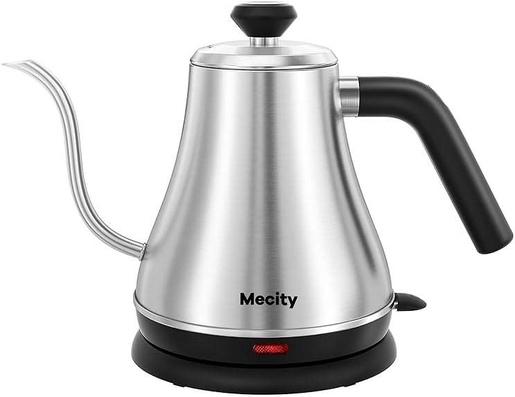 Mecity Electric Kettle Gooseneck Water Kettle Stainless Steel Tea Kettle Water Boiler Fast Heating, Auto Shut Off, 27 fl oz, 1000W, Stainless Steel - Image 1