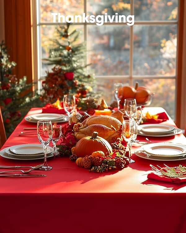 Pureegg Plastic Table Cloth Disposable 10 Pack, 54 x 108 Inch Table Cloths, Valentines Day, Thanksgiving, Christmas Decorations, Fall Tablecloths, Rectangle, Plastic Cover, Leakproof & Sturdy, Red - Image 2