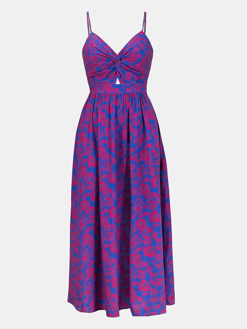 CUPSHE Women's Maxi Dress Floral Print Twisted V Neck Sleeveless Long Dress Summer Casual Dress - Image 4