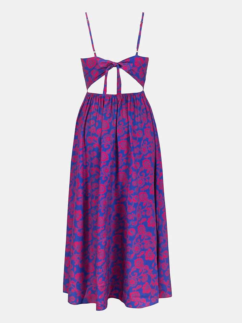 CUPSHE Women's Maxi Dress Floral Print Twisted V Neck Sleeveless Long Dress Summer Casual Dress - Image 5