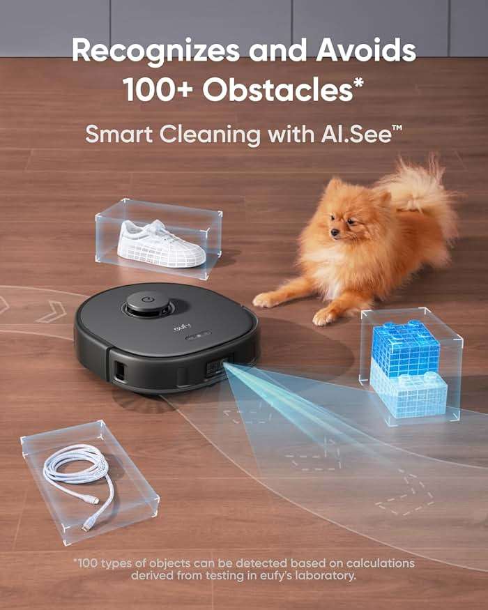 eufy X10 Pro Omni Robot Vacuum and Mop Combo, 8,000 Pa, Dual Mops with 12 mm Auto-Lift and Carpet Detection, AI Obstacle Avoidance, Auto Mop Washing&Drying, Self-Emptying, Self-Refilling - Image 4