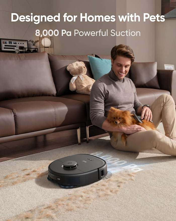 eufy X10 Pro Omni Robot Vacuum and Mop Combo, 8,000 Pa, Dual Mops with 12 mm Auto-Lift and Carpet Detection, AI Obstacle Avoidance, Auto Mop Washing&Drying, Self-Emptying, Self-Refilling - Image 5