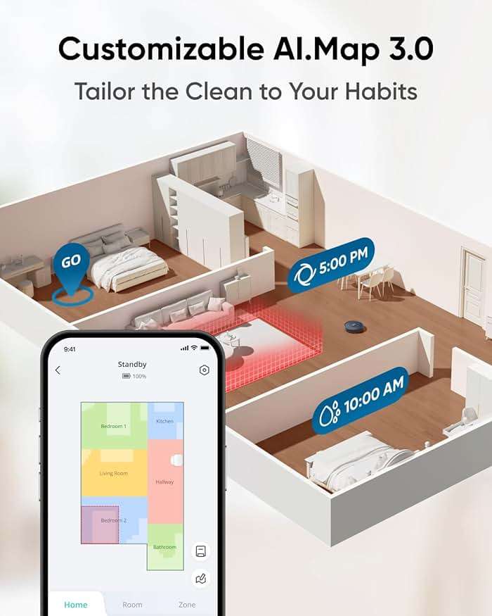 eufy X10 Pro Omni Robot Vacuum and Mop Combo, 8,000 Pa, Dual Mops with 12 mm Auto-Lift and Carpet Detection, AI Obstacle Avoidance, Auto Mop Washing&Drying, Self-Emptying, Self-Refilling - Image 6