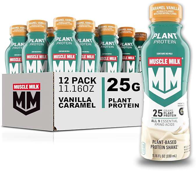 Muscle Milk Plant Based Protein Shake, Vanilla Caramel, 11.16 Fl Oz (Pack of 12) - Image 1