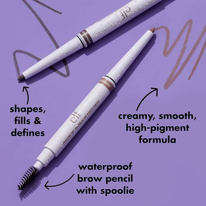 e.l.f. Instant Lift Waterproof Eyebrow Pencil, Dual-Ended with Precision Tip & Spoolie, Smudge-Resistant Formula for Natural, Long-Lasting Brows, Taupe - Image 2