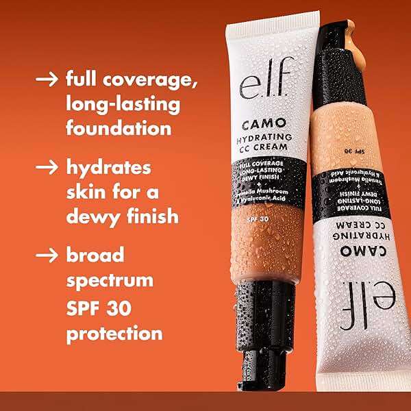 e.l.f. Hydrating Camo CC Cream, SPF 30, Color Correcting Full Coverage Foundation For A Dewy Finish, Vegan & Cruelty-Free, Light 250 W - Image 4