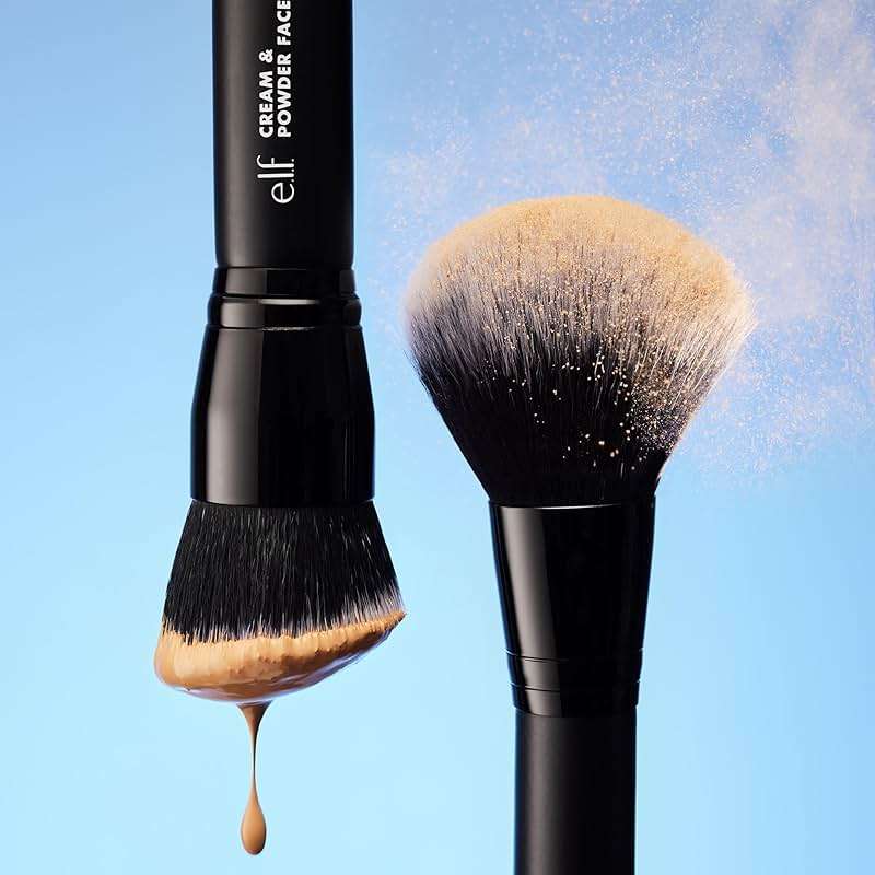 e.l.f. Dual-Ended Cream + Powder Brush, Two-in-One Makeup Brush For Creating A Gorgeous, Airbrushed-looking Complexion, Vegan & Cruelty-free - Image 3
