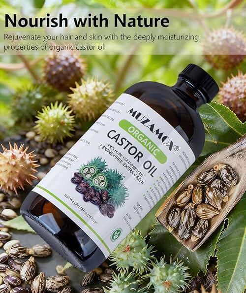 Castor Oil Organic Cold Pressed Unrefined Glass Bottle, 100% Pure and Hexane Free, Ideal for Castor Oil Pack, Skin Care, and Hair Growth, 16 Fl Oz - Image 4