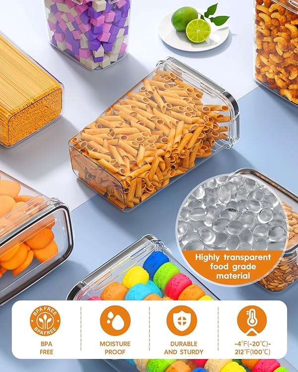 Airtight Food Storage Containers with Lids, 24 PCS Kitchen and Pantry Organization Canisters, BPA-Free, PVC-Free, Food-grade Plastic Leak-proof Jars for Cereal, Flour, Sugar, Extra 24 Labels & Marker - Image 5