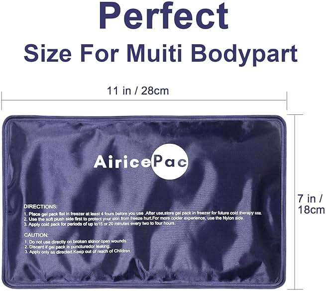 AiricePac Ice Packs for Injuries Reusable, Gel Cold Pack for Knee Neck Shoulder Ankle Elbow Hip Back Pain Relief, Cold Compress Therapy for Swelling, Bruises, Surgery, 7”x 11”, Blue - Image 6