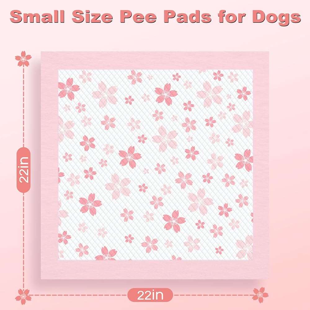 MIZOK Puppy Pads Pink 22x22in, Quick-Dry Puppy Training Pads with Pheromone Attractant, Decorative Cherry Blossom 6-Layer Heavy Duty Leak-Proof Pet Pads, Disposable (50 Count) - Image 3