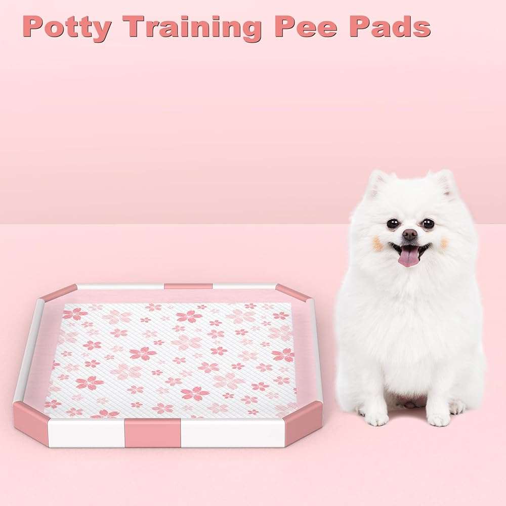 MIZOK Puppy Pads Pink 22x22in, Quick-Dry Puppy Training Pads with Pheromone Attractant, Decorative Cherry Blossom 6-Layer Heavy Duty Leak-Proof Pet Pads, Disposable (50 Count) - Image 7