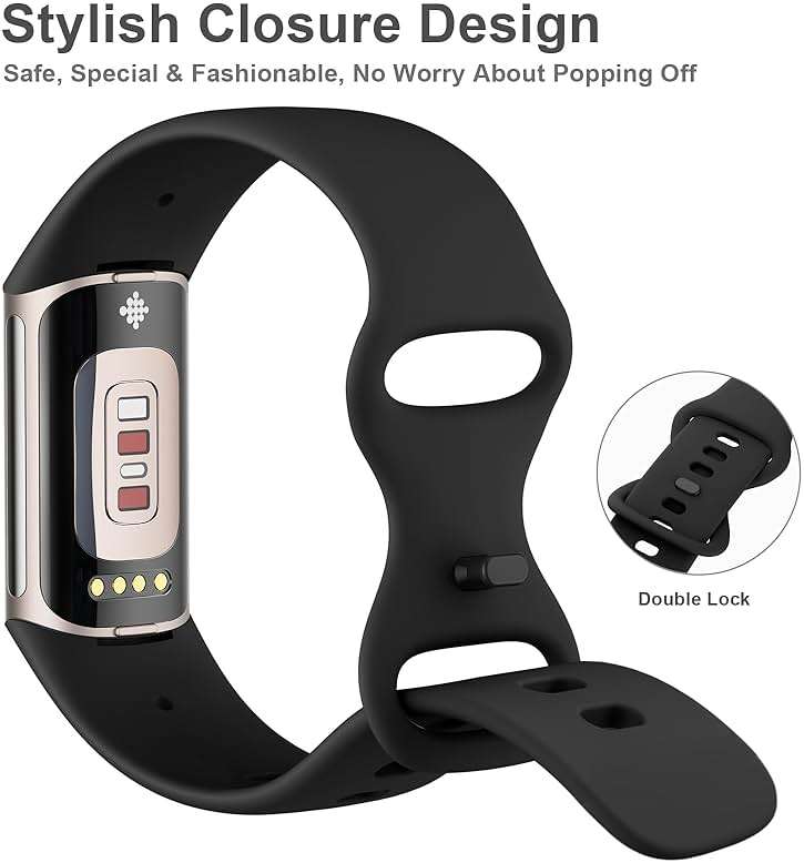 AK Sport Band Compatible with Fitbit Charge 6 Bands/Fitbit Charge 5 Bands Women Men, Classic Soft Replacement Straps Wristbands for Fitbit Charge 6/5 Advanced Fitness & Health Tracker (Black,Small) - Image 5