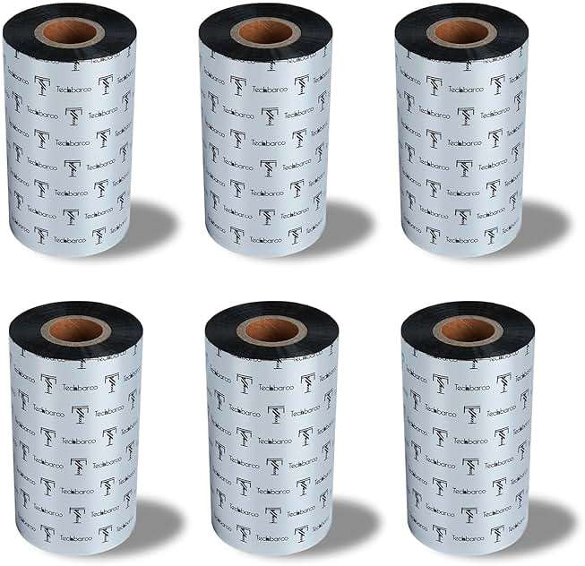 6 Rolls 4.33" x 984' Premium Enhanced Wax Thermal Transfer Ribbon, 110mm x 300m Black Industrial Barcode Label Printer Ribbon - Compatible with Zebra, TSC, GoDex, Citizen, 1" Core - Image 1