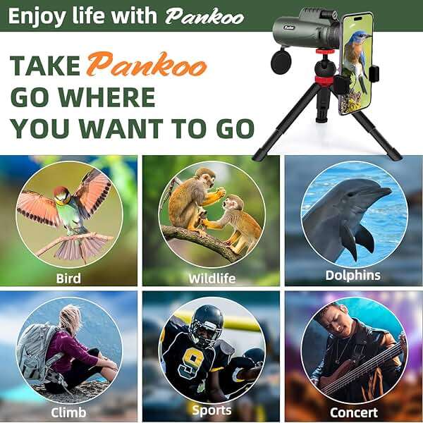Pankoo 40X60 Monocular Telescope with Smartphone Holder & Upgraded Tripod, 2024 BAK4 Prism FMC Monoculars for Adults, HD Monocular Scope for Bird Watching Hiking Concert Camping Travelling - Image 5