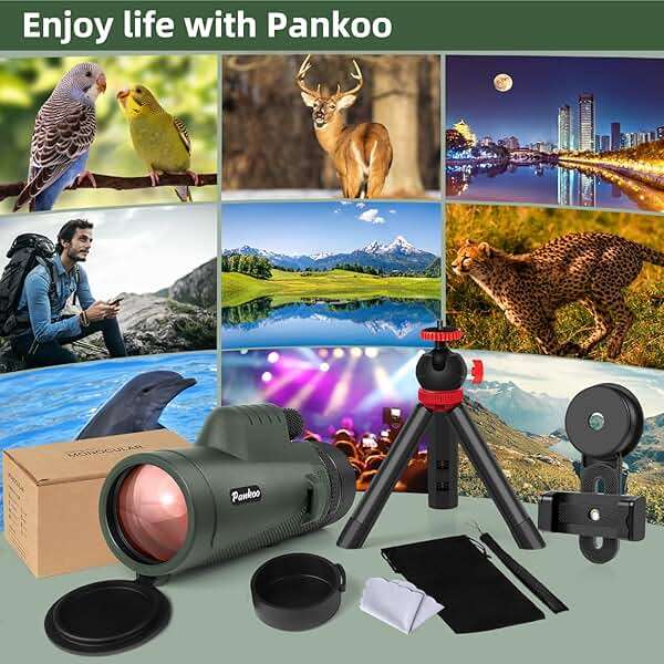 Pankoo 40X60 Monocular Telescope with Smartphone Holder & Upgraded Tripod, 2024 BAK4 Prism FMC Monoculars for Adults, HD Monocular Scope for Bird Watching Hiking Concert Camping Travelling - Image 7