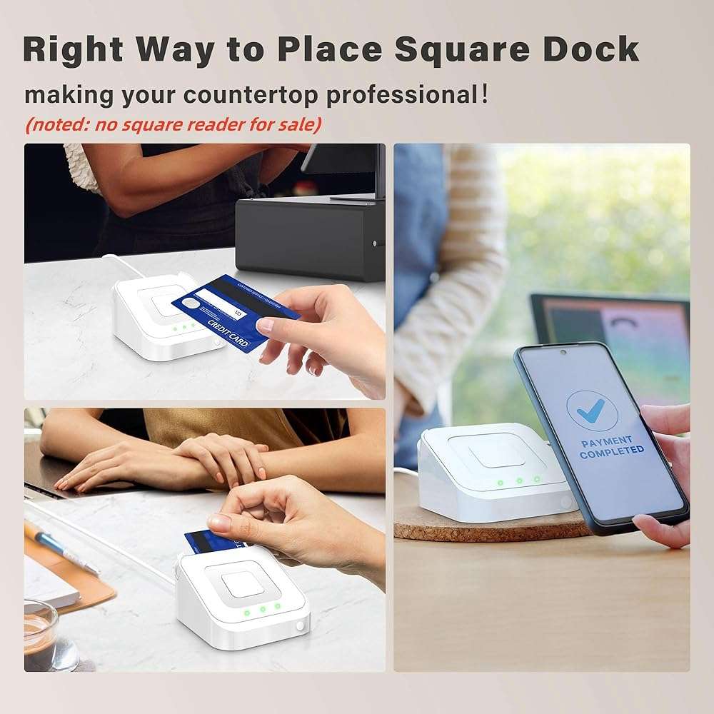 Square Dock for Square Reader 2nd Generation, Holder Stand for Square Card Reader 2nd Generation, Dock with Smart Anti-Sleep Button Portable Size Anti-Slip (Cable and Wall Charger Included, No Device - Image 6