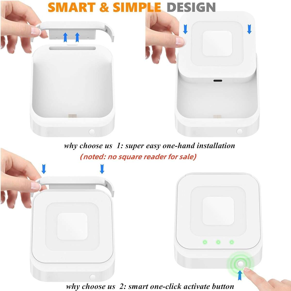 Square Dock for Square Reader 2nd Generation, Holder Stand for Square Card Reader 2nd Generation, Dock with Smart Anti-Sleep Button Portable Size Anti-Slip (Cable and Wall Charger Included, No Device - Image 7