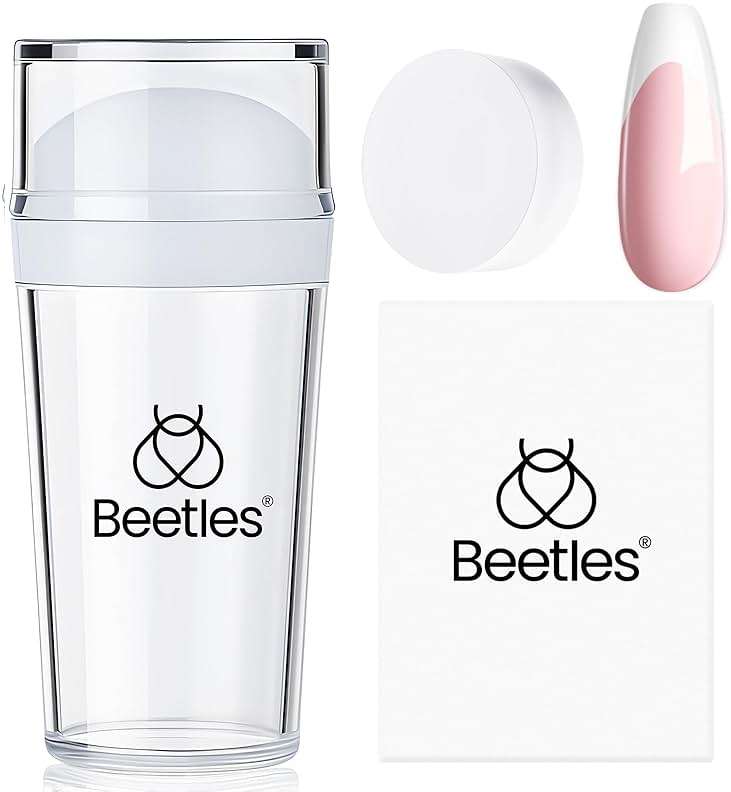 Beetles Nail Stamp 3Pcs Silicone French Tip Nail Stamp Kit with Replacement Nail Stamper Heads and Scrapers Soft Silicone Nail Printing Tool for Home Manicure Diy Nail Art Salon Gifts for Girls - Image 1
