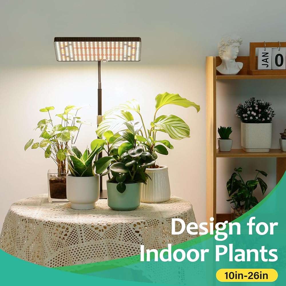 LBW Desk Grow Light, Full Spectrum Plant Light for Indoor Plants, Grow Lamps with 4/8/12H Timer, 10"-26" Height Adjustable, 6 Brightness Levels - Image 2