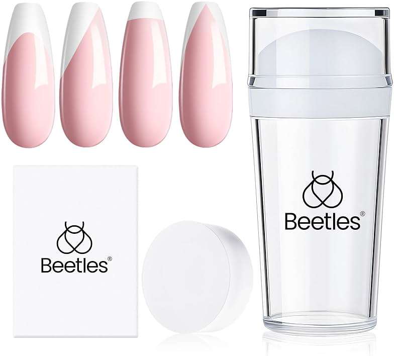 Beetles French Tip Nail Stamp 3Pcs Silicone Nail Stamp Kit with Replacement Nail Stamper Heads and Scrapers Nail Printing Tool for Home Manicure Diy Nail Art Salon Gifts for Girls - Image 1