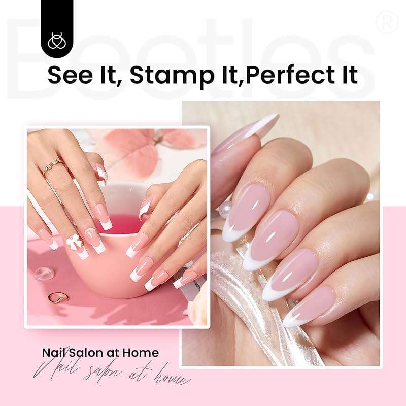 Beetles French Tip Nail Stamp 3Pcs Silicone Nail Stamp Kit with Replacement Nail Stamper Heads and Scrapers Nail Printing Tool for Home Manicure Diy Nail Art Salon Gifts for Girls - Image 4