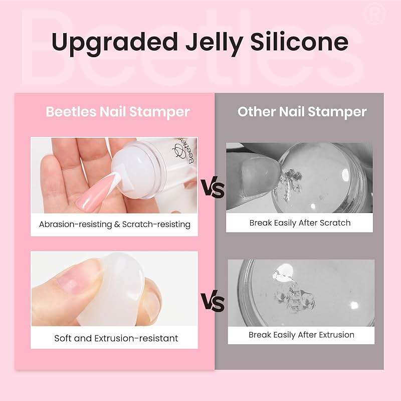 Beetles French Tip Nail Stamp 3Pcs Silicone Nail Stamp Kit with Replacement Nail Stamper Heads and Scrapers Nail Printing Tool for Home Manicure Diy Nail Art Salon Gifts for Girls - Image 6