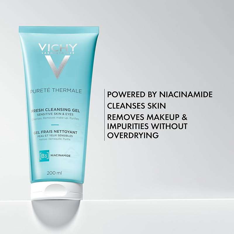 VICHY Pureté Thermale Fresh Cleansing Gel, Formulated With Glycerin & Niacinamide, Gentle Gel Cleanser & Makeup Remover, Removes Impurities Without Overdrying, Safe For Sensitive Skin & Eyes - Image 4