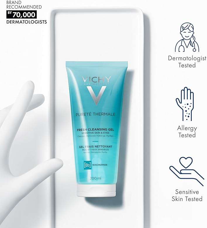 VICHY Pureté Thermale Fresh Cleansing Gel, Formulated With Glycerin & Niacinamide, Gentle Gel Cleanser & Makeup Remover, Removes Impurities Without Overdrying, Safe For Sensitive Skin & Eyes - Image 7