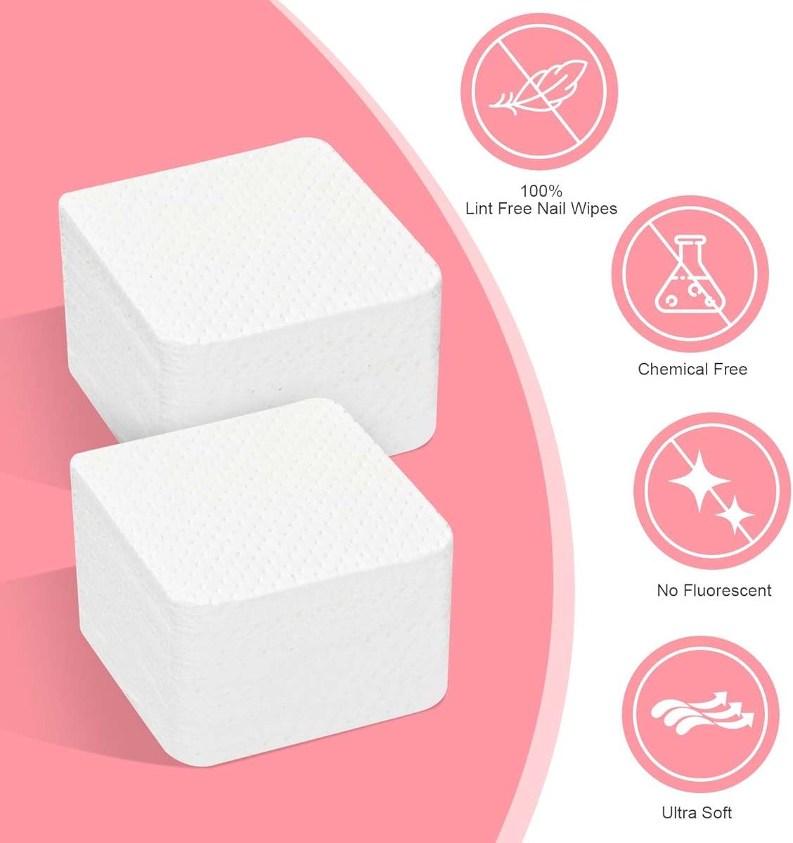 Nail Polish Remover, Lint Free Nail Wipes 540PCS Acetone Nail Polish Remover Wipes, Super Absorbent Soft Nail Wipes for Fingernail Polish Remover and Eyelash Extension Wipes(Dry Pads) - Image 2