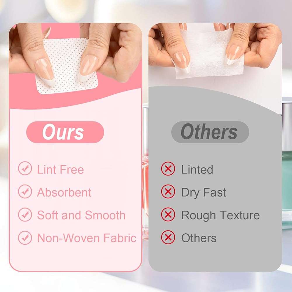 Nail Polish Remover, Lint Free Nail Wipes 540PCS Acetone Nail Polish Remover Wipes, Super Absorbent Soft Nail Wipes for Fingernail Polish Remover and Eyelash Extension Wipes(Dry Pads) - Image 3
