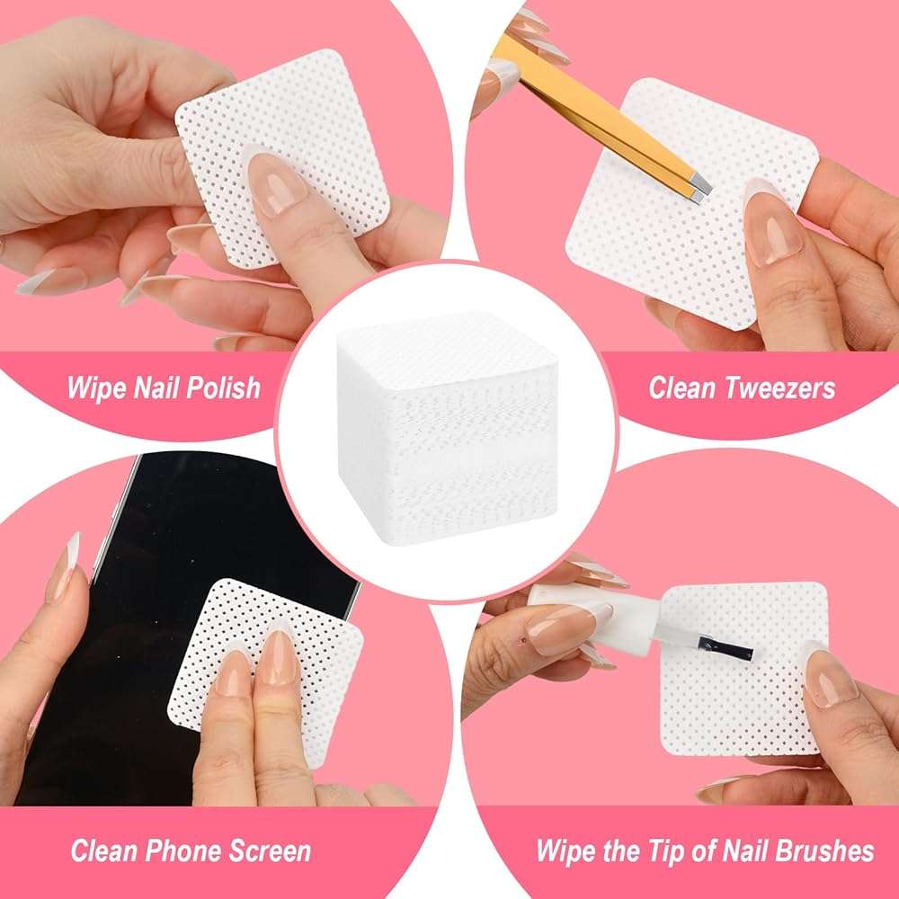 Nail Polish Remover, Lint Free Nail Wipes 540PCS Acetone Nail Polish Remover Wipes, Super Absorbent Soft Nail Wipes for Fingernail Polish Remover and Eyelash Extension Wipes(Dry Pads) - Image 4