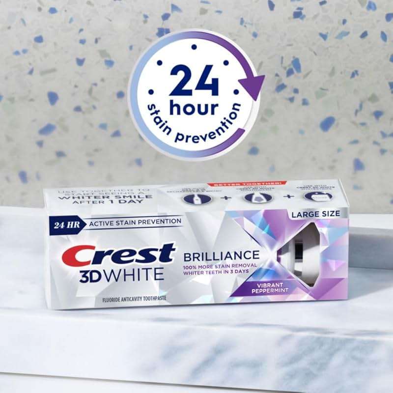 Crest 3D White Teeth Whitening Toothpaste for Adults, 4.6oz, 3 Pack, Stain Remover, Cavity Protection Fluoride Toothpaste, Strengthens Enamel, Faster Whitening, Brightens Teeth, Travel Size - Image 6