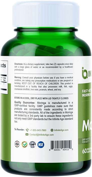 INFINITE AGE 1000mg Organic Moringa Leaf Powder Capsules, 60 Count - Made in The USA, Vegan, Gluten Free, All-Natural - Antioxidants, Liver and Kidney Support Supplement - Image 3