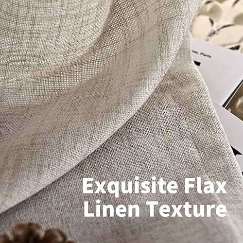 YoungsTex Linen Semi Sheer Curtains 72 Inch Length 2 Panels - Light Filtering Drapes with Rod Pocket Back Tab Rustic Beige Window Treatments for Living Room Dining Bedroom, 52 X 72 Inch - Image 4